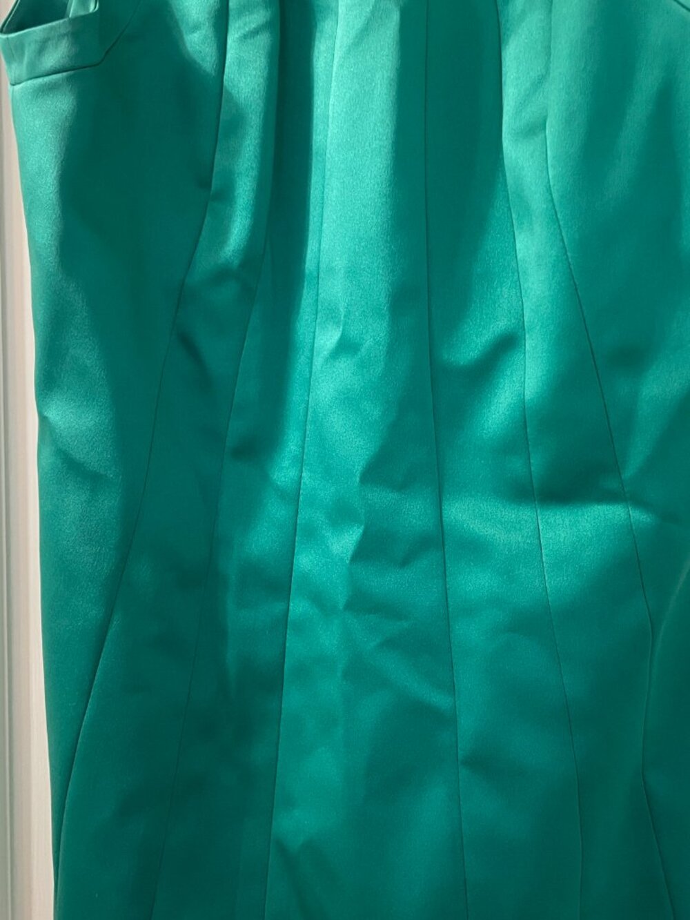 Kay Unger Green/Teal Cocktail Dress Size 8 Beaded Halter keyhole back lined - Picture 7 of 8